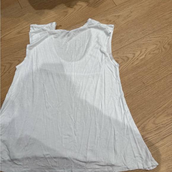 Feel the Piece XS/S oversize shirt soft model white scoop neck sleeveless top - Picture 3 of 5